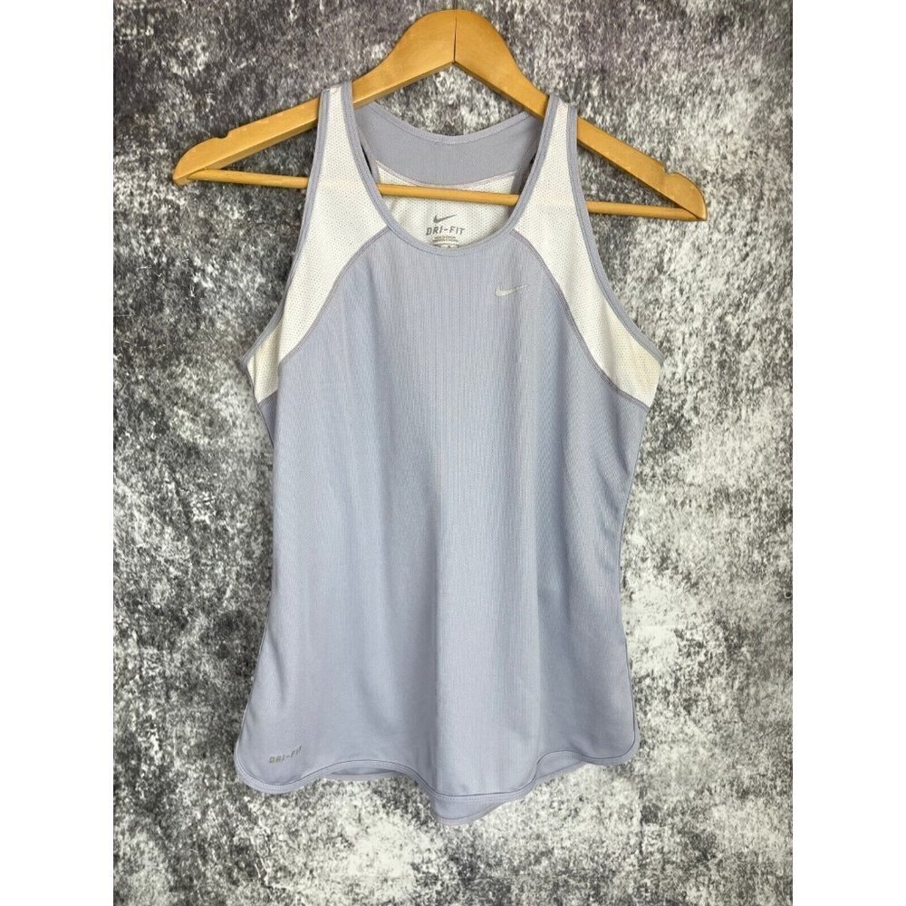 Nike dri fit racer back tank top athletic workout Lilac white women's size M - Picture 12 of 12